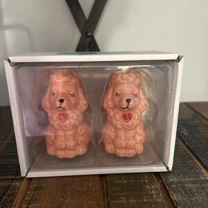 Boston Warehouse Pink Poodle Salt And Pepper Shaker Set French Poodle NEW READ
